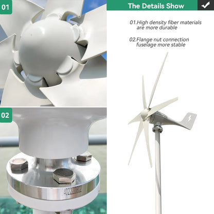 3kw Small Wind Mill Turbine Power Generator Complete Kit 12v 24v 48v 3 Blades Dynamo With MPPT Charge Controller RV Yacht Farm 54Grid - Renewable Energy Store