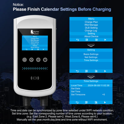 feyree Dynamic Load Balancing EV Charging Station 32A 7kW TS-NACS Charger Plug Car Charger EVSE Wallbox 9.6kW 12kW APP Control