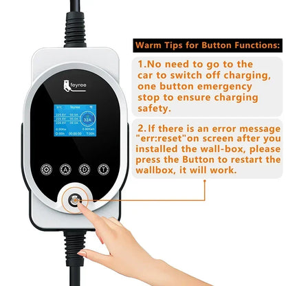feyree 22KW 32A 3Phase GB/T Portable EV Charger Fast Charger Charging Station Smart Wi-Fi APP Control for Electric Car Charger