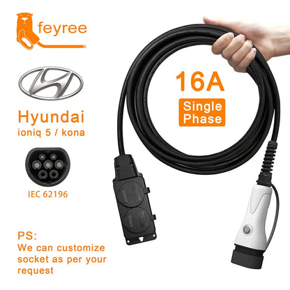 feyree V2L Cable Electric Car Side Discharge Plug EV Charger Type2 16A with EU Socket Outdoor Power Station( Upgraded Version)