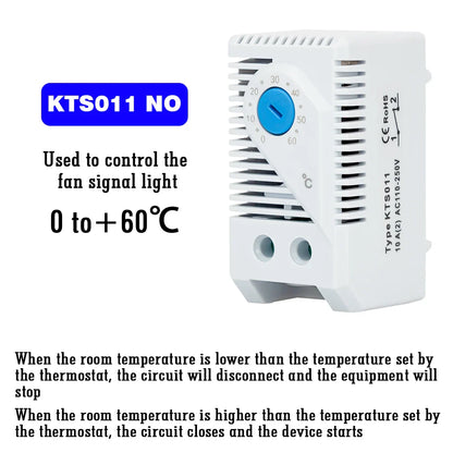 DIN Rail Cabinet Temperature Controller Industrial Thermostat KTO011 KTS011 0 to 60 Degree Centigrade Mechanical Thermoregulator