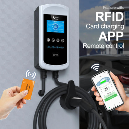 feyree Dynamic Load Balancing EV Charging Station 32A 7kW TS-NACS Charger Plug Car Charger EVSE Wallbox 9.6kW 12kW APP Control