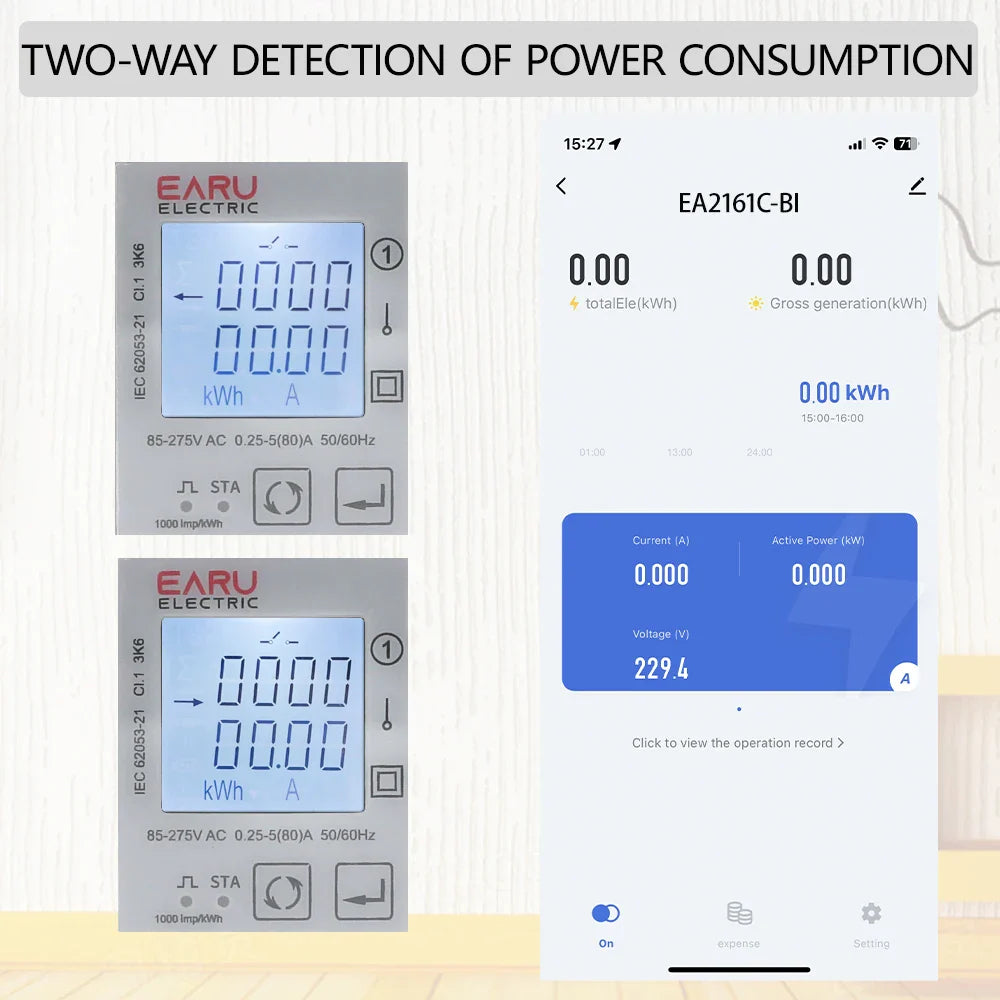 Tuya Wifi Zigbee 110V 220V 80A Smart Single Phase Two-way Bidirectional Energy Meter Timer Power Consumption Monitor KWh Meter by 54Grid - Renewable Energy Store