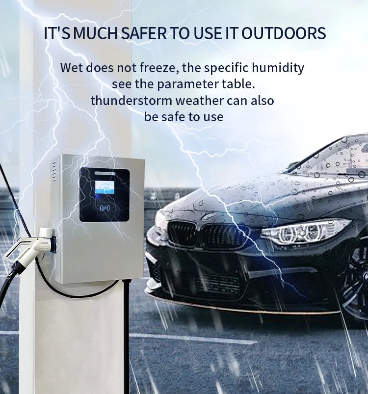 New DC EV Charger WallBox Double Gun 40/60/80kW Output Power With 5m Cable Length CCS2 GBT Plug