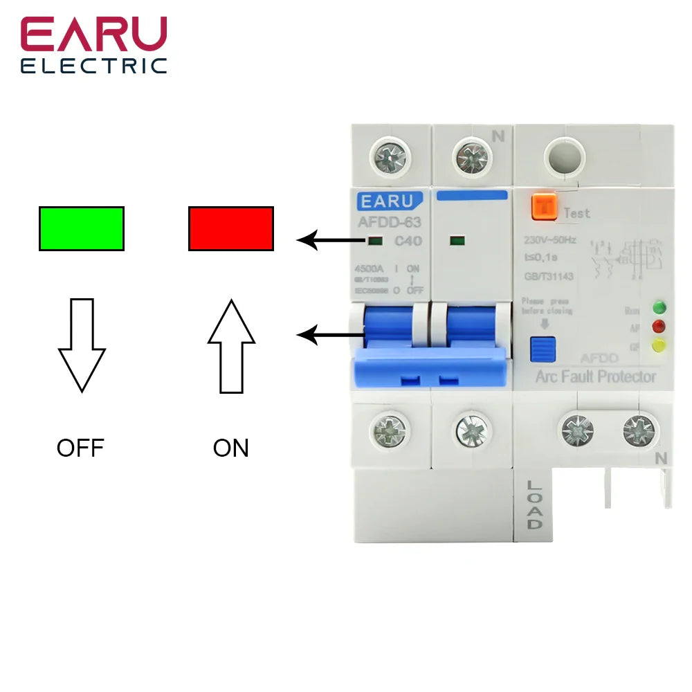 AFDD 63 220V 3P+N Fault Arc Protector Circuit Breaker Short Circuit Protection Overload Protection Leakage Protection RCBO MCB by 54Grid - Renewable Energy Store