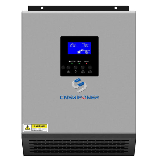 3000VA/2400W Hybrid Inverter Pure Sine wave with AC Charger Solar Charger Controller PWM PV input DC 24V to AC 120V - 54Grid - Renewable Energy Store