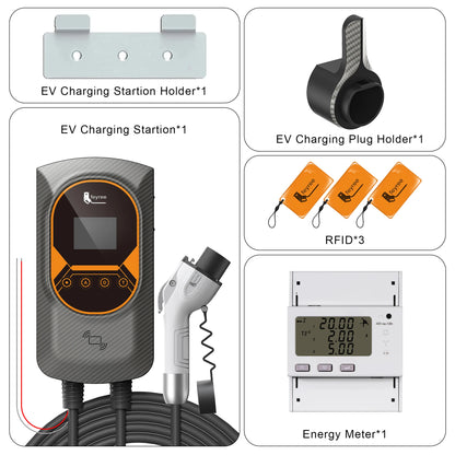 feyree GBT 22kW 32A Three Phase EV Wallbox Smart Dynamic Load Balance RFID Card APP Control EV Charging Station for Outdoor Use