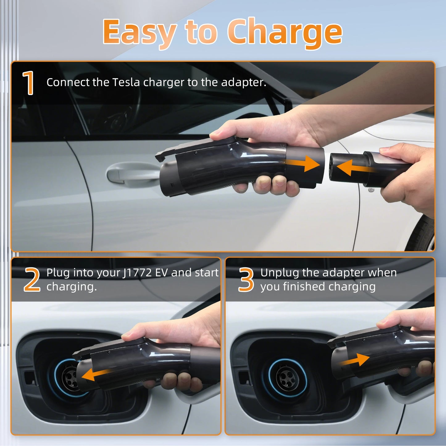 feyree Portable TS- NACS to J1772 Adapter 80A 240V max, Compact Charger Converter for Tesla Model S/3/X/Y,AC EV Charging station