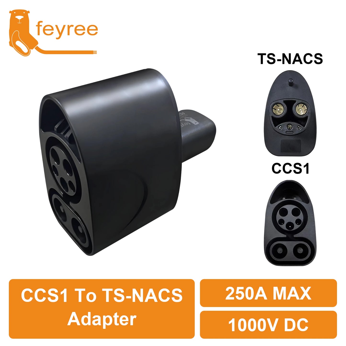 feyree CCS1 to TS-NACS  Adapter 250A DC Fit for Tesla Model 3/X/Y With TS-NACS Charging Port Support CCS1 Charger