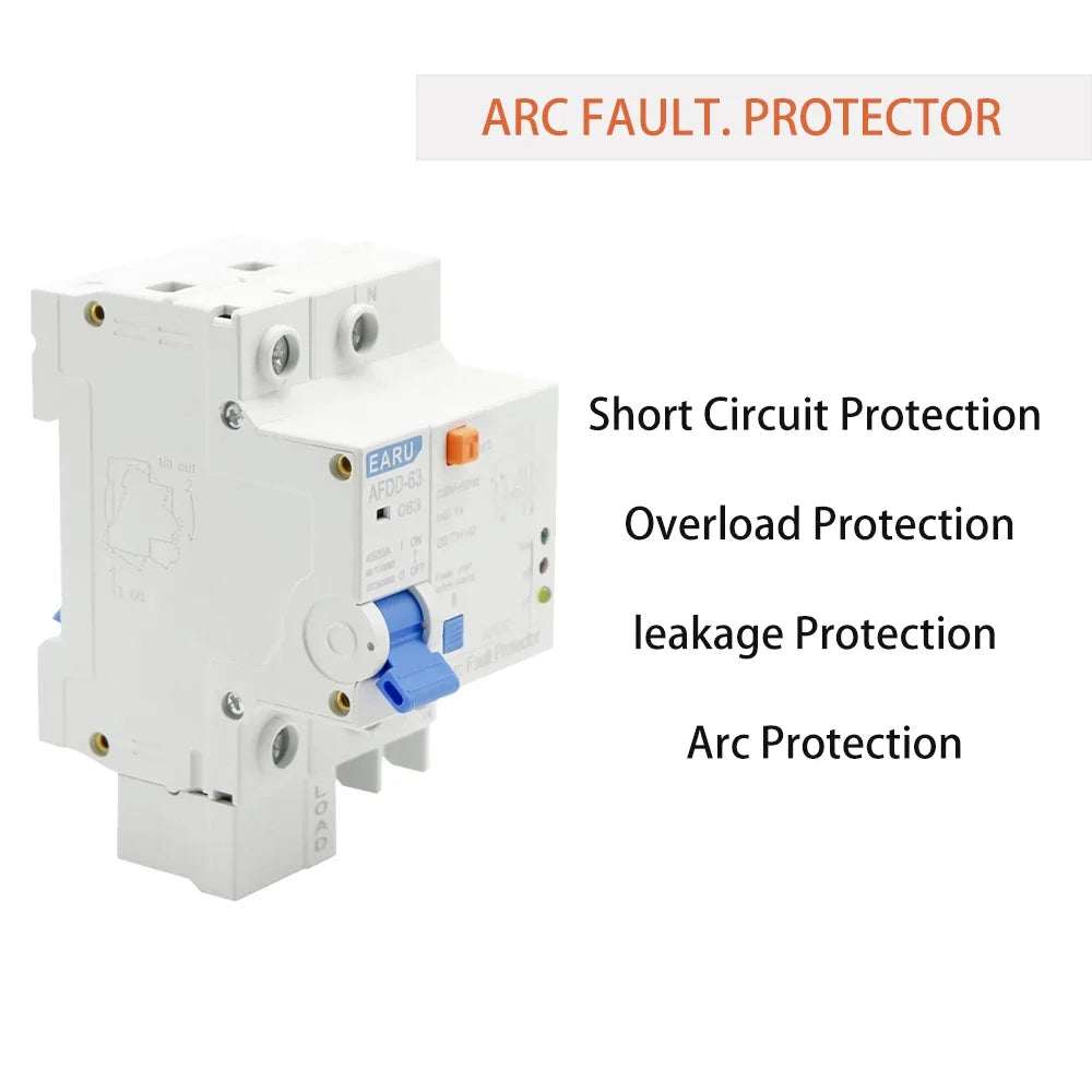 AFDD 63 220V 3P+N Fault Arc Protector Circuit Breaker Short Circuit Protection Overload Protection Leakage Protection RCBO MCB by 54Grid - Renewable Energy Store