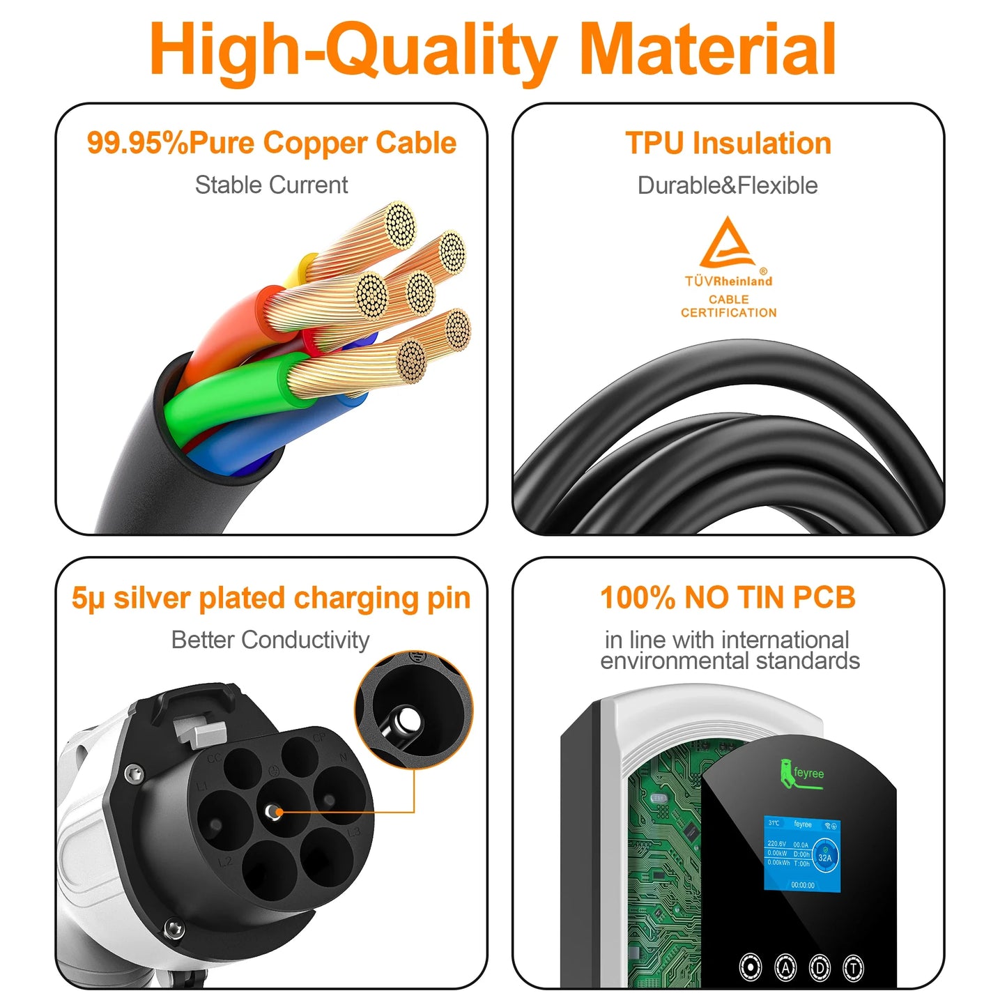 feyree EV Charger GB/T Socket Dynamic Loading Balance Charging Station 7kW 11kW 22kW APP Control for Electric Car EVSE Wallbox