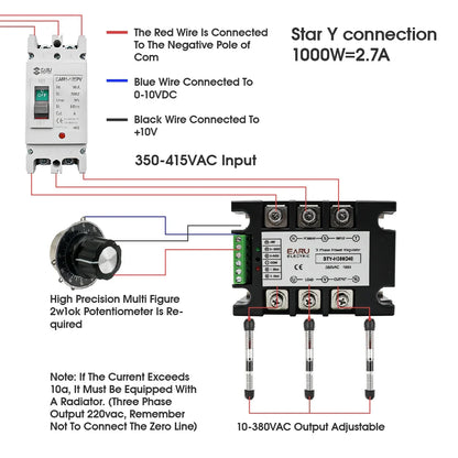 Three Phase AC Voltage Regulating Module Power Regulator Thyristor 380V Solid State Relay Dimming 25A-400A Potentiometer Control by 54Grid - Renewable Energy Store