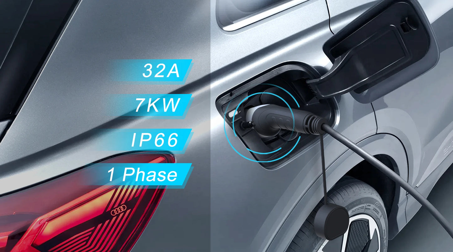 feyree EV Charger Type2 to Type2 Charging Cable 32A 7KW 1Phase 16A 3.5KW 11KW 22KW 3Phase Charger Station for Electric Vehicle