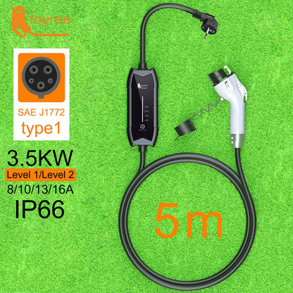 feyree Type2 3.5KW 16A 1Phase EV Charger Portable Charging Box Current Adjustable 5m Cable Charging Station for Electric Vehicle