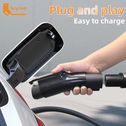 feyree Portable TS- NACS to J1772 Adapter 80A 240V max, Compact Charger Converter for Tesla Model S/3/X/Y,AC EV Charging station