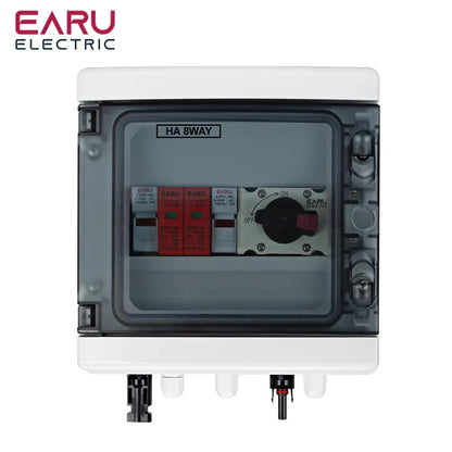 DC 1000V 1 Input 1 Output Solar Photovoltaic PV Combiner Box With Surge Lightning Protection DC Fuse MCB SPD Waterproof Box IP65