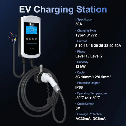 feyree Type1 32A 7.6kW EVSE Wallbox 4.3inch screen Dynamic Load Balancing 40A9.6kW50A12kW EV Charger Smart APP with Charging LOG