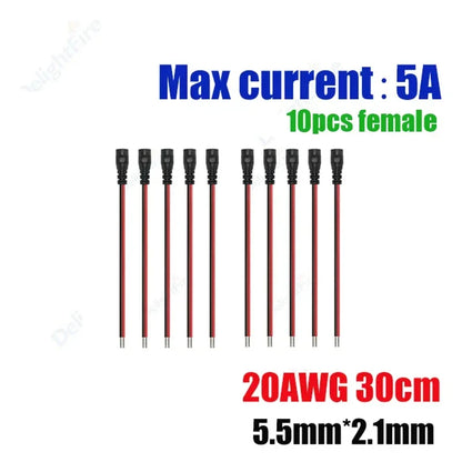 12V 3A DC Power Pigtail Cable 20 18 AWG Male Female Connector by 54Grid - Renewable Energy Store