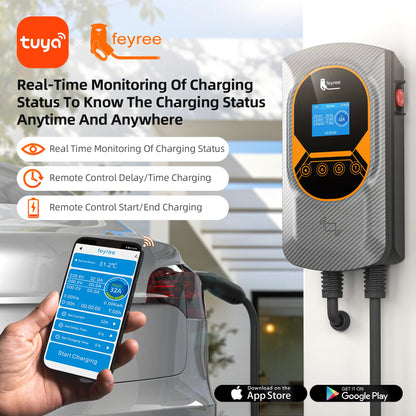 feyree NACS Smart EV Wallbox Charger 12kW 50A Single Phase Dynamic Load Balancing APP Control Charging Log EV Charging Station