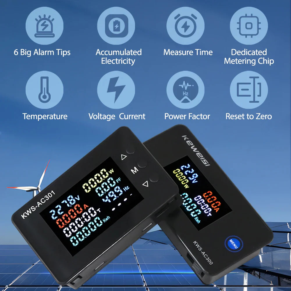 KWS-AC301 AC300 Voltmeter Ammeter AC 50-300V Power Energy Meter Digital AC Wattmeter Electricity Meter 0-20/100A Power Detecor by 54Grid - Renewable Energy Store