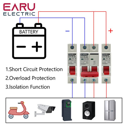 DC MCB 12V 24V 48V Circuit Breaker Battery Car Protector DZ47 DC Positive And Negative Pole Rotection Protect Switch Isolator by 54Grid - Renewable Energy Store