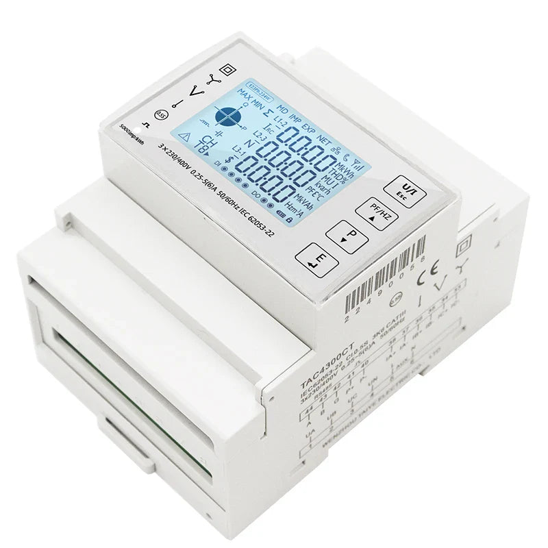Din Rail 3 Phase Energy Monitor Consumption Power Meter kwh Ammeter With 3PCS RS485 Modbus 50/100/15/200CT 230VAC by 54Grid - Renewable Energy Store