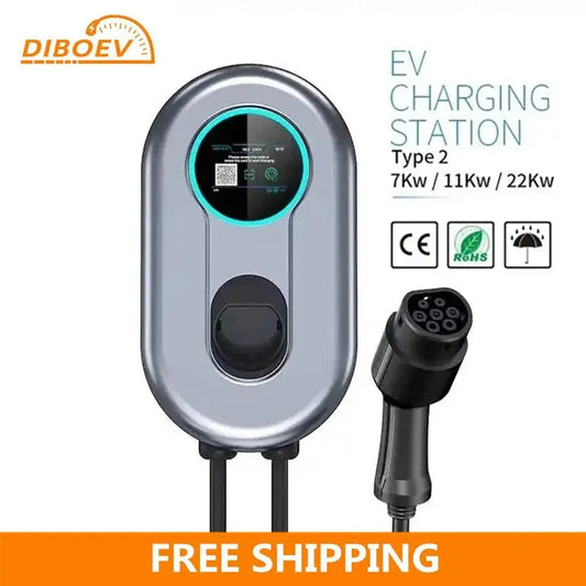 32A EV Charging Station 22KW 3 Phase EVSE Wallbox IEC62196 Type2 Electric Vehicle Car Charger with RFID Card APP EV Home Charger - 54Grid - Renewable Energy Store