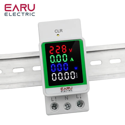 Digital Display AC Current KWH Electric Energy Monitor Multifunction Meter VOLT AMP Ammeter Device With Energy Zeroing Din Rail by 54Grid - Renewable Energy Store