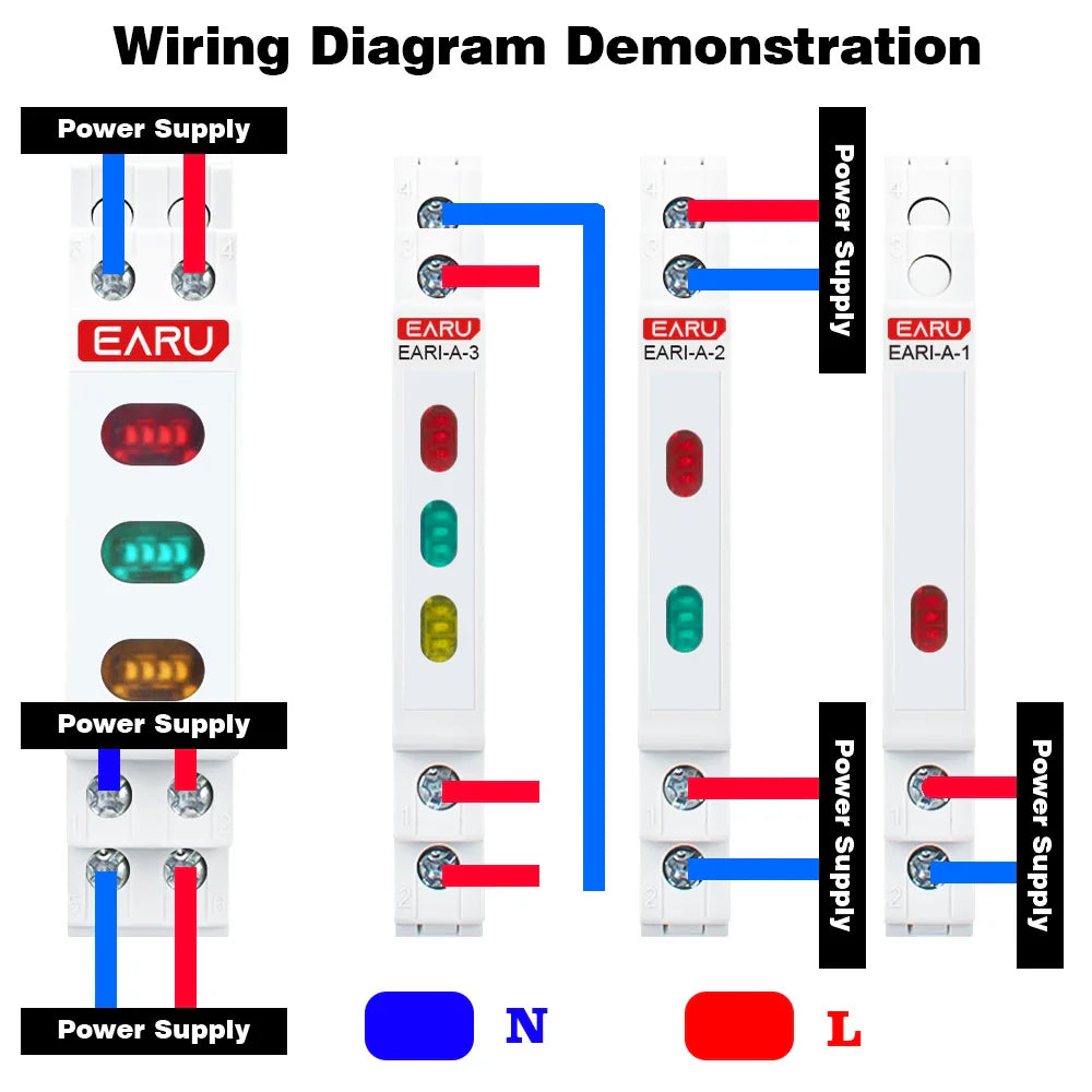 10/18mm Rail Indicator Light AC DC 220V 230V LED Dual Color