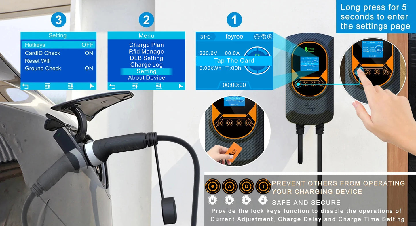 feyree DLB EV Charger Wallbox Type 2 Home Charger Smart Energy Management Balance Charging Plan APP Control EVSE Charger Station