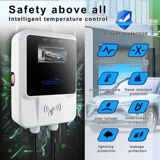 EV Charging Station 7/11/22KW Electric Vehicle Car Charger 32A EVSE Wallbox Wallmount Type2 IEC62196 Type1 with APP Wifi Cards - 54Grid - Renewable Energy Store