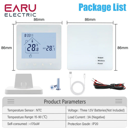 Smart RF Wireless Room Thermostat For Gas Boiler Heating Touch Screen Temperature Controller Home Programmable WiFi Thermostat by 54Grid - Renewable Energy Store