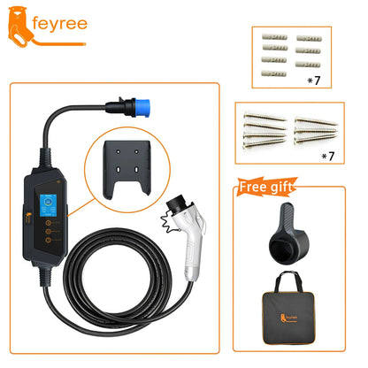 feyree 7KW 32A Adjustable EV Charger GBT Socket APP Bluetooth Version Set Charging Time EVSE Charging Box for Electric Vehicle