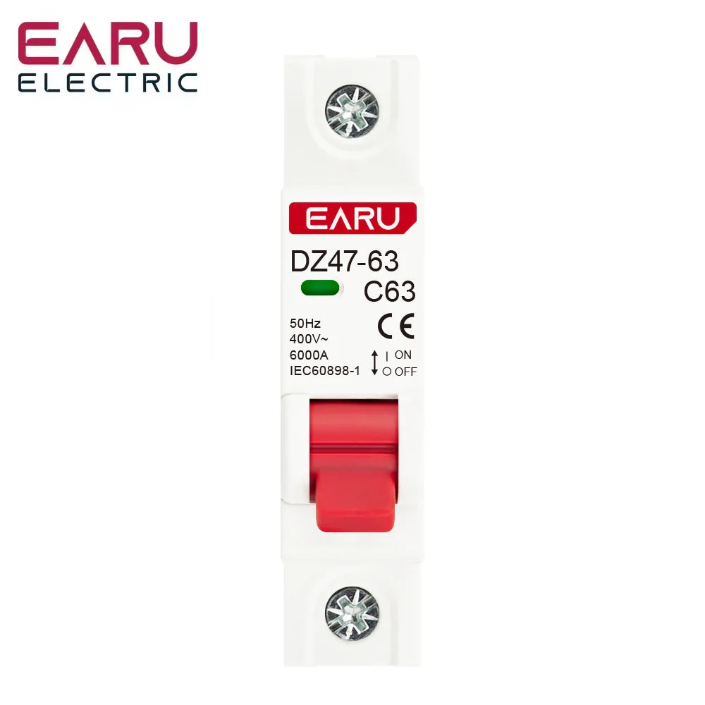 1P AC 230/400V MCB DZ47 Type C Circuit Breaker Overload Protection Short Circuit Protection Small Household Main Switch Din Rail