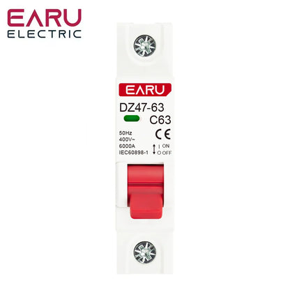 1P AC 230/400V MCB DZ47 Type C Circuit Breaker Overload Protection Short Circuit Protection Small Household Main Switch Din Rail
