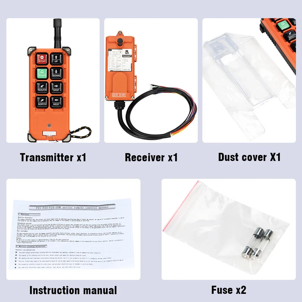 F21-E1B 2 Transmitter + 1 Receiver 220V 380V 110V 12V 24V Industrial Remote Controller Switches Hoist Crane Control Lift Crane