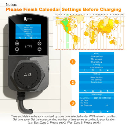 feyree Type2 EV Charger Socket Version 22KW Smart Electric Car Charger for TS-NACS Type1 GB/T Plug EVSE Wallbox WIFI APP Control