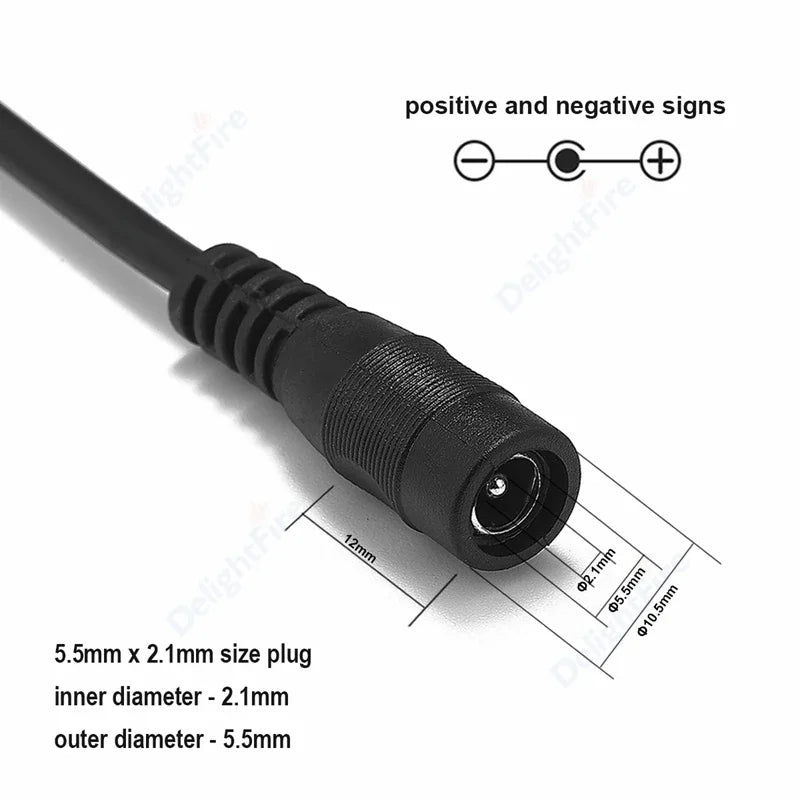 5.5mm 2.1mm DC Extension Cord 22AWG 3A for CCTV LED Lights by 54Grid - Renewable Energy Store