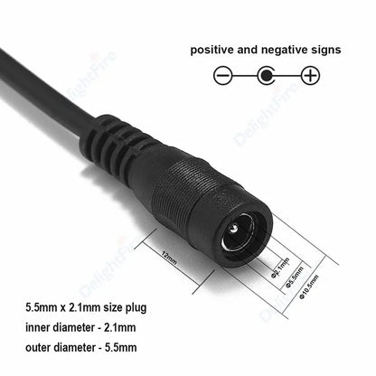 5.5mm 2.1mm DC Extension Cord 22AWG 3A for CCTV LED Lights by 54Grid - Renewable Energy Store