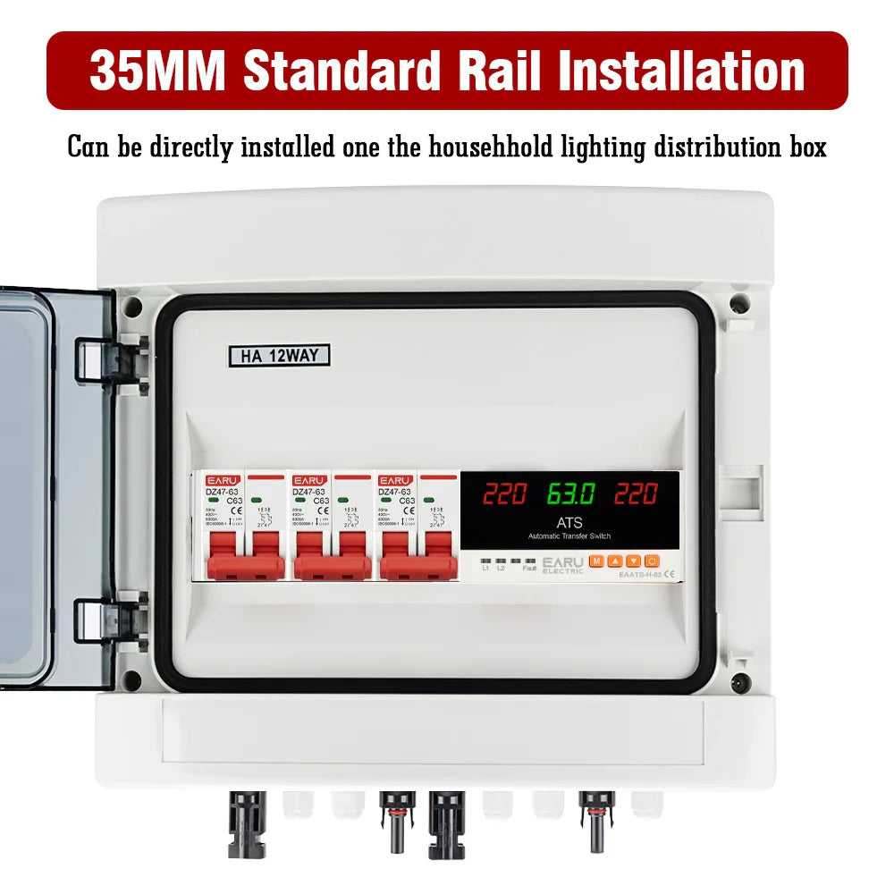 63A 100A 220V ATS Adjustable Over Under Voltage Current Protector Dual Power Conversion Automatic Transfer Switch Monitor Relay