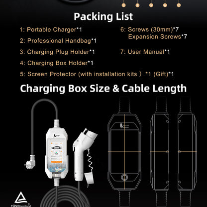 feyree Type1 3.5kW 16A Portable EV Charger 4.3 inch Touch Screen Smart WIFI APP Remote Control Design AC EV Charging Station