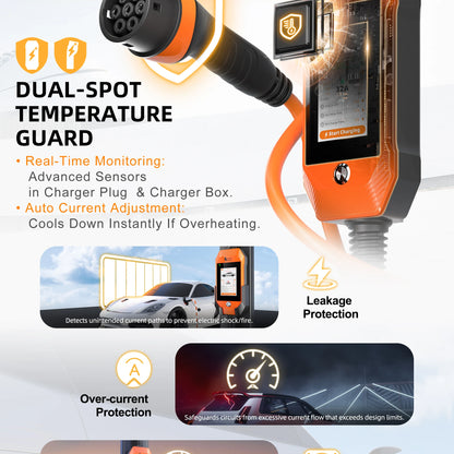 feyree 4.3 inch Touch Screen Type2 7kW 32A Adjustable Portable EV Charger with Adapter Smart APP Wi-Fi Control for Electric Cars