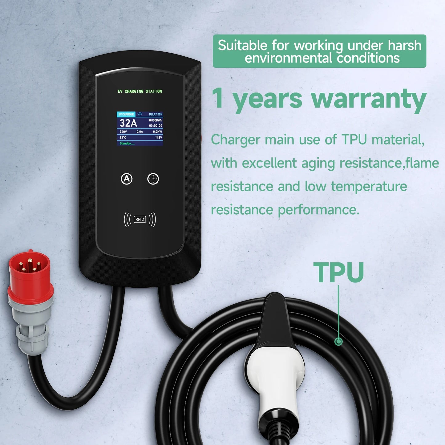 AFYEEV 22KW GB/T EV Charging Station 32A Electric Vehicle Car Charger EVSE Wallbox Wallmount RFID WiFi Bluetooth APP Control