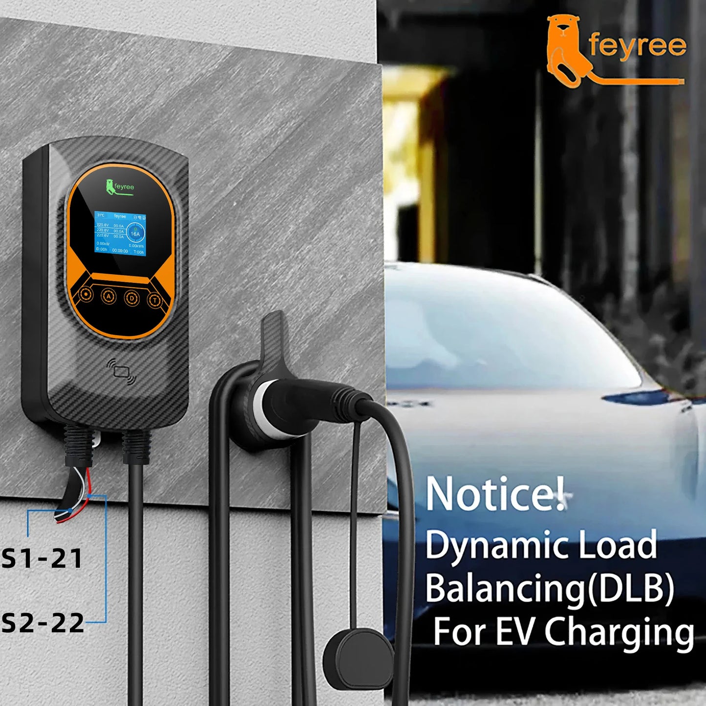feyree DLB EV Charger Wallbox Type 2 Home Charger Smart Energy Management Balance Charging Plan APP Control EVSE Charger Station