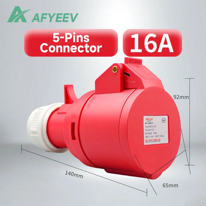 AFYEEV EV Charger Schuko Plug to CEE Red Power Female Plug 5 Pins Socket Adapter Connect with 16A 3 Phase 11KW Portable Charger