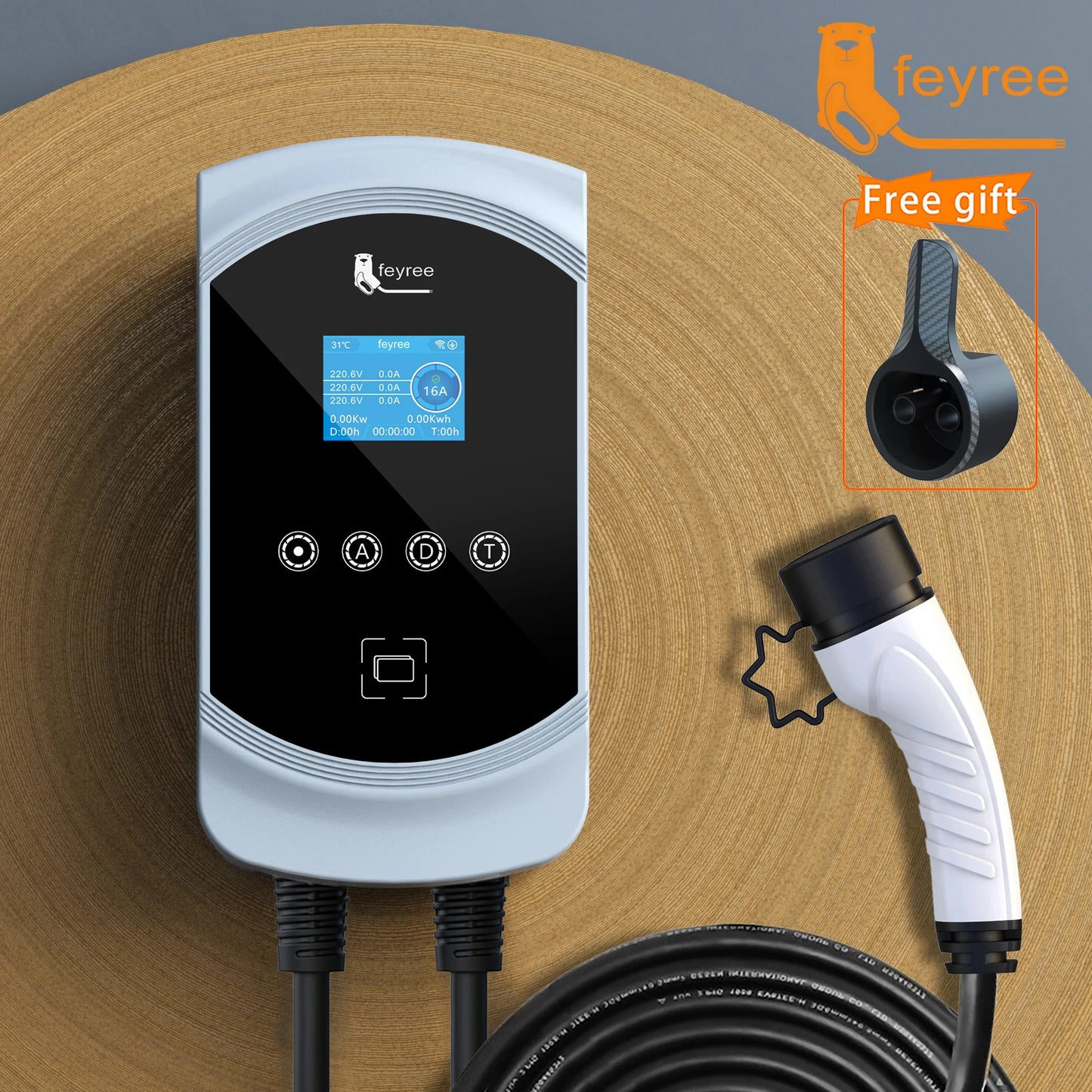 feyree EV Charger 32A 7.6KW Electric Vehicle Car Charger EVSE Wallbox 11KW 22KW 3Phase Type2 Cable IEC62196-2 Socket APP Control
