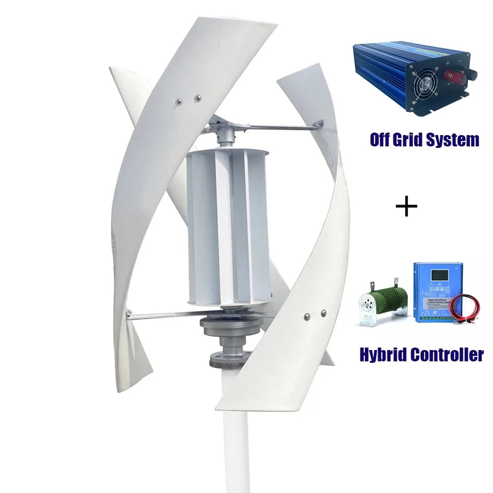 3000W Vertical Axis Wind Turbine 48v Alternative Energy Generator 220v AC Output Household Complete Kit with Controller - 54Grid - Renewable Energy Store