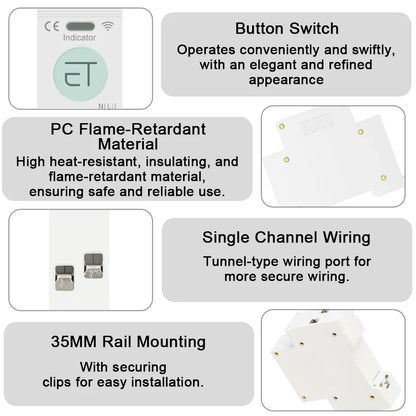 Tuya eWeLink WiFi Smart Circuit Breaker MCB 1P+N 63A Time Relay Switch Energy Meter kWh Voltage Current Protector Remote Control