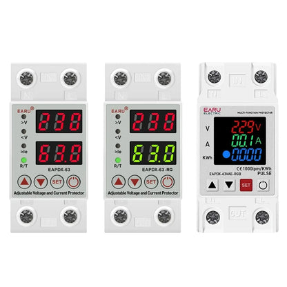 AC 40A 63A 230V Din Rail Adjustable Over Voltage Under Voltage Protective Device Protector Relay Over Current Protection Limit by 54Grid - Renewable Energy Store