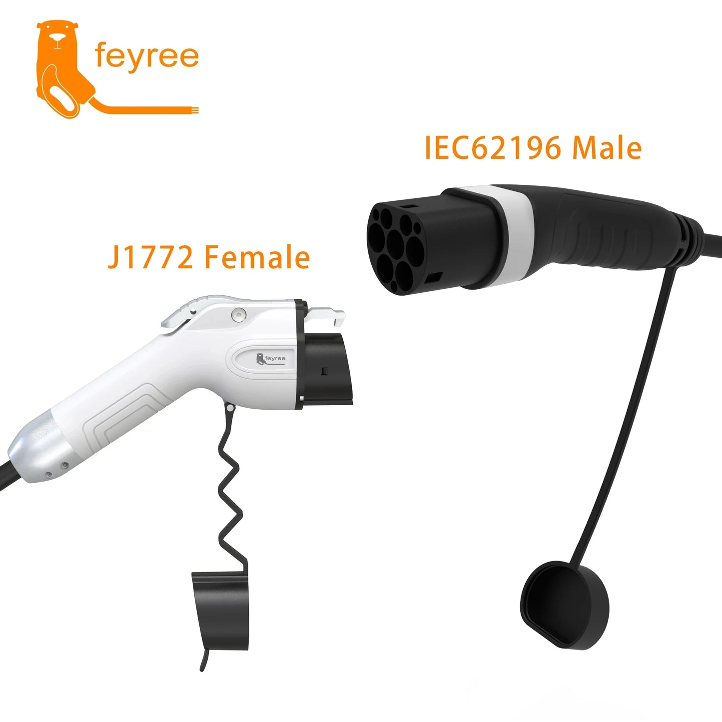 feyree EV Charging Cable 7KW 32A 1Phase Type1 Car Charging Socket to Type2 Power Supply Side 16A 3.5KW 5m Cable for Electric Car